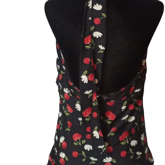 Torrid's Retro Inspired Sexy Sz 3 Black Cherry Rushed Halter One Piece Swimsuit - Picture 8 of 13